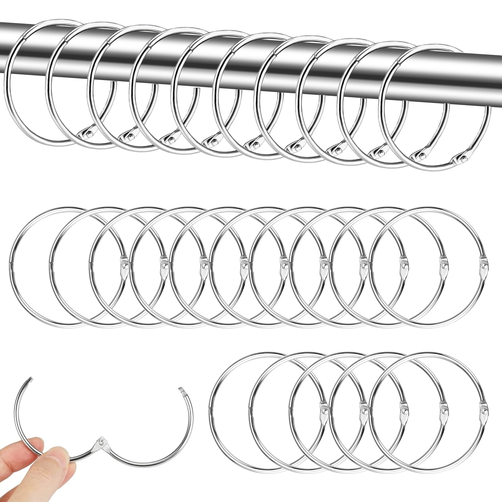 40 Pieces Large Shower Curtain Rings, Metal Curtain Ring