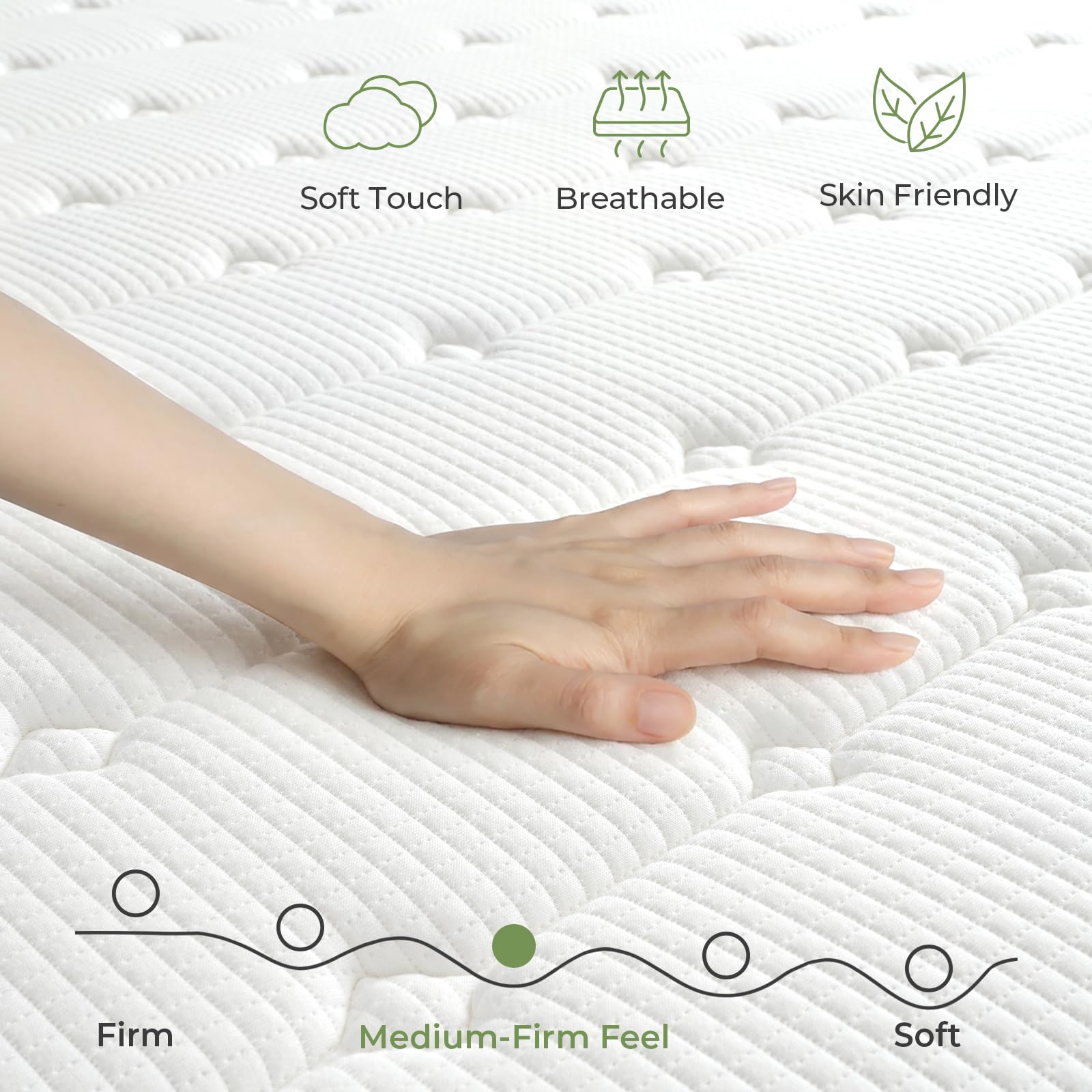 Vesgantti 5FT King Size Mattress 150x200cm Hybrid Medium Firm Mattress