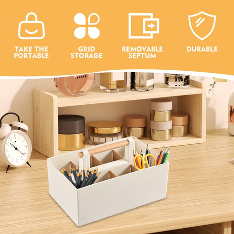 WEELOO Bathroom Storage Organiser, with Handle and Detachable Compartments