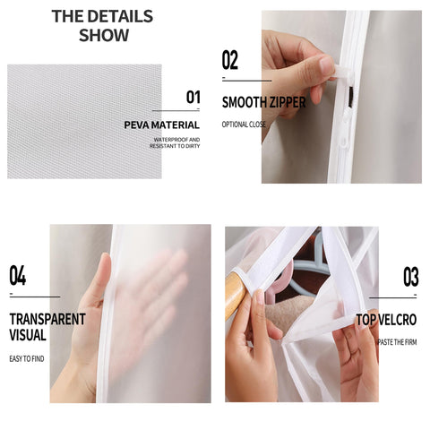 QH7 Garment Clothes Dustproof Clothes Rail Cover, Transparent Clothes Garment Rail Cover 80 * 50 * 120 CM PEVA Dustproof Wardrobe Hanging Protector