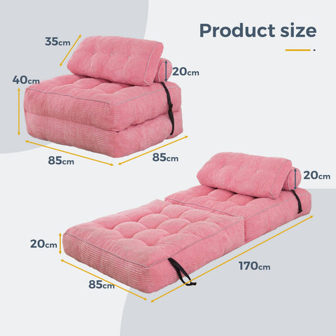 MAXYOYO Folding Sofa Bed, Convertible Sleeper Chair with Pillow Foldable Mattress with Back Support