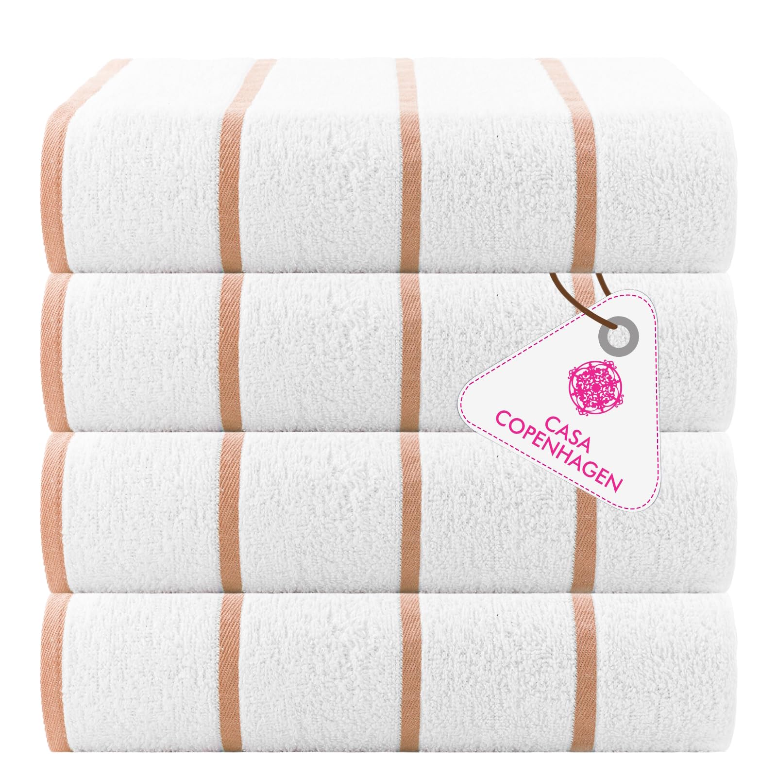 CASA COPENHAGEN Cabana Pool 4-piece set of large bath towels, 76x152 cm, 550 GSM, designed in Denmark, made from soft Egyptian cotton for bathroom