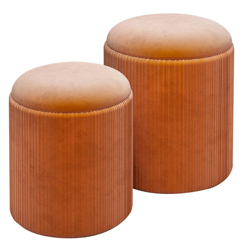 Caroeas Round Storage Ottoman Stools, Velvet Vanity Foot Stools with 300lbs