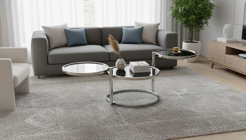 ASPECT Eterntity Glass Coffee Table with Swivel Motion, Chrome/Black, 58x50x43cm, CT11BK/CH