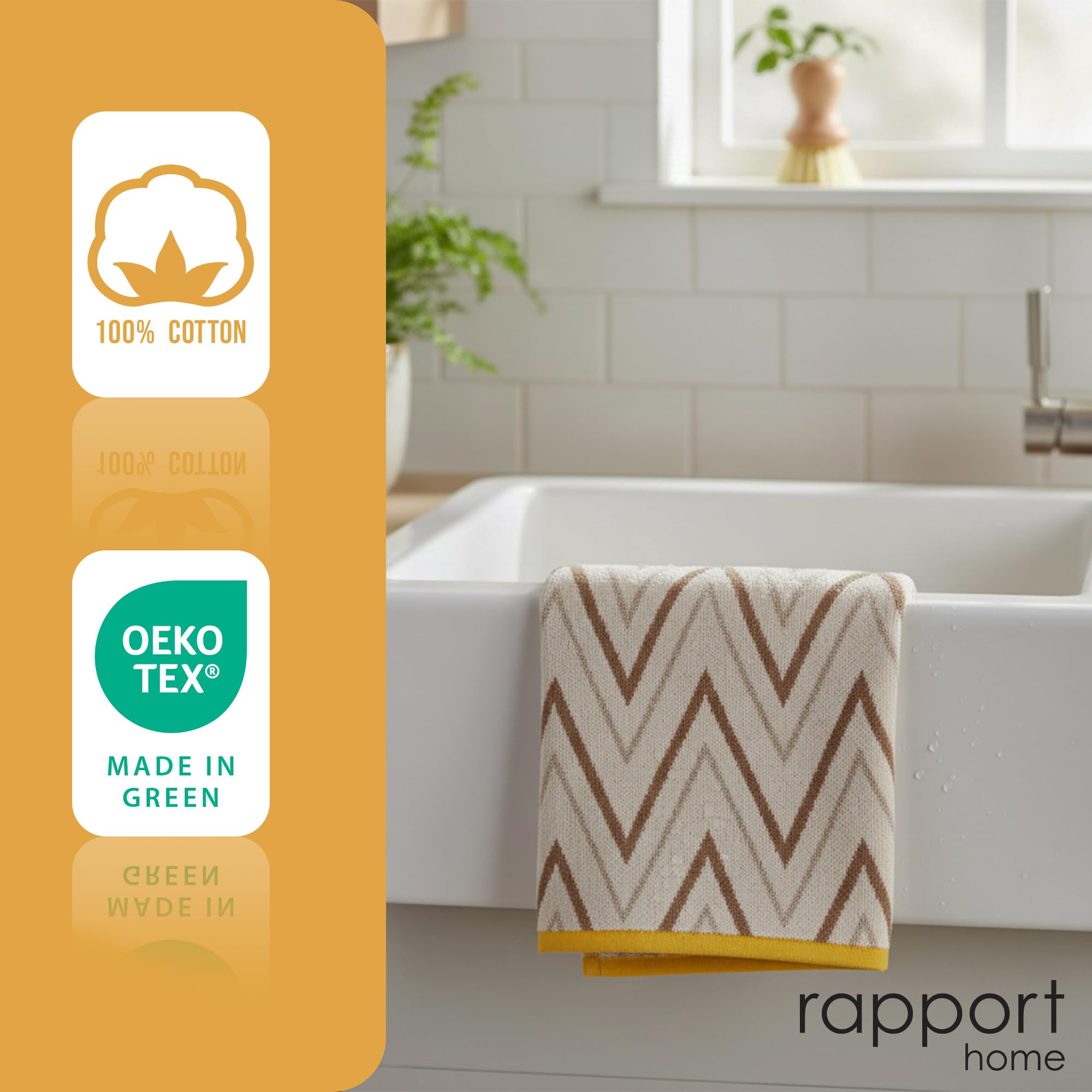 Rapport Home Helix Hand Towels 2 Pack, 50x85cm 100% Cotton - Natural