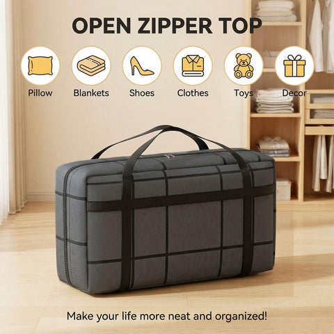 2 Pack Extra Large Moving Bags 180L Heavy Duty Clothes Storage Bags Thickened Sturdy Home Storage Bags with Zips & Handle