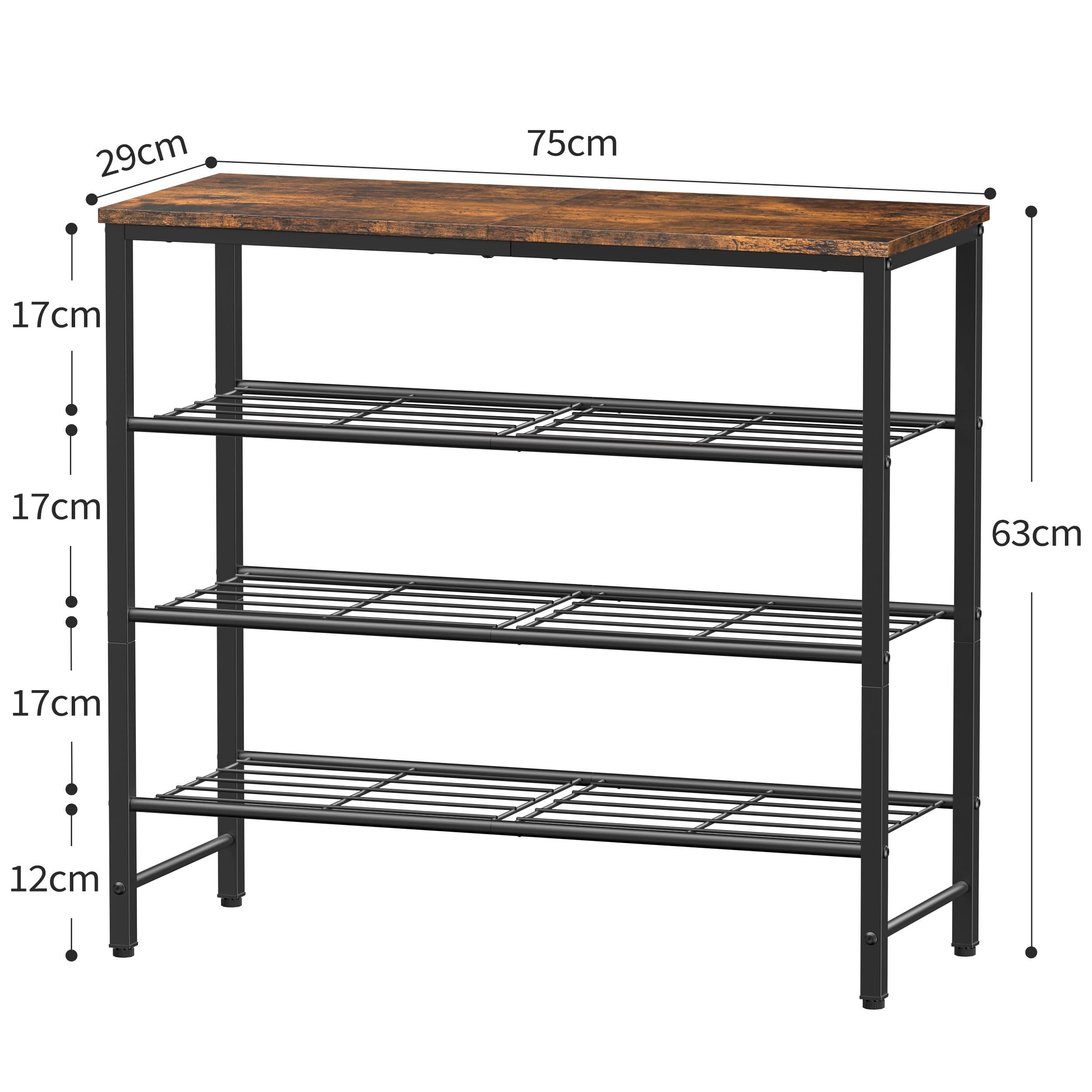 Kitsure Shoe Rack for Closet, Shoe Storage, 75.0 cm Wide - 4 Tier, Brown