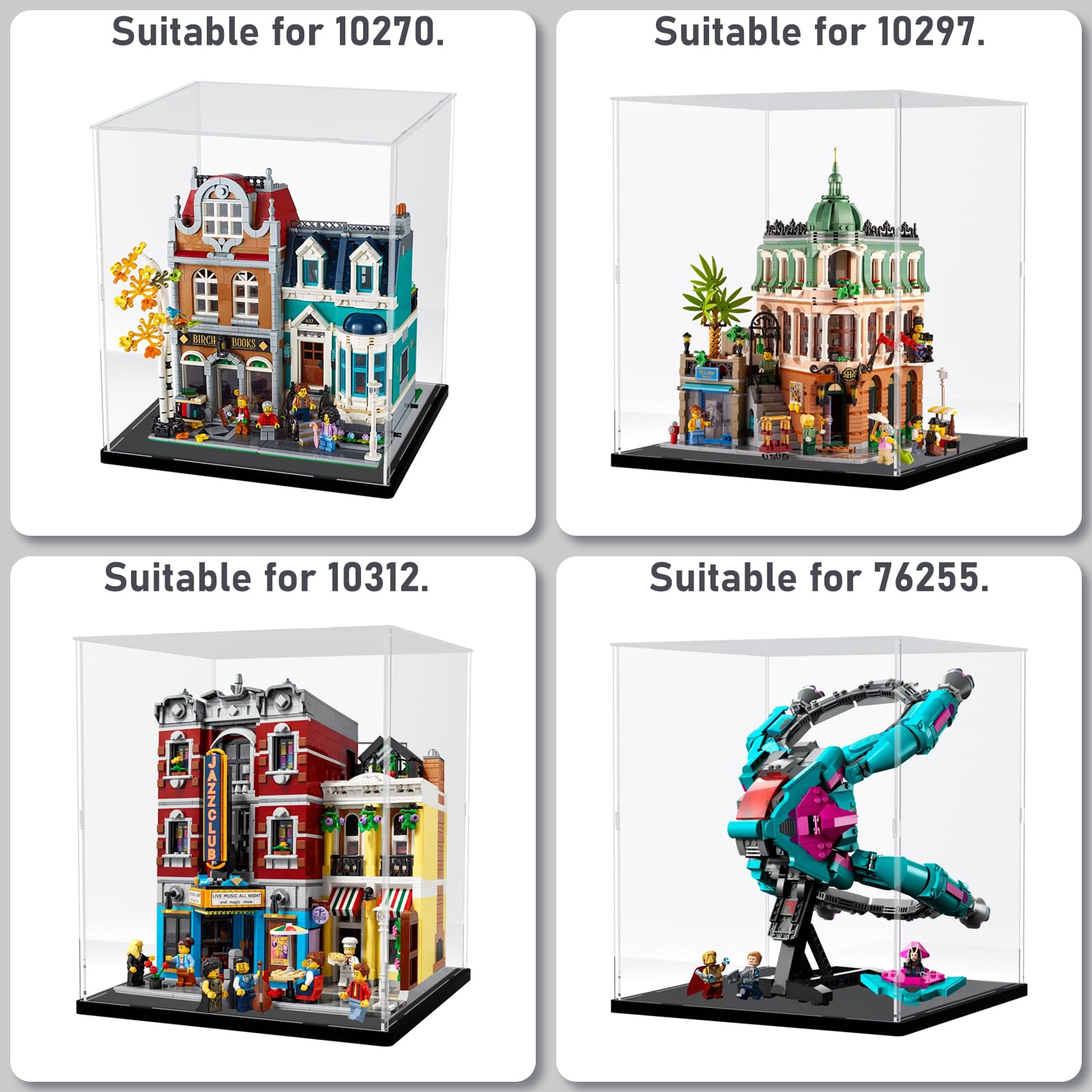 Nynelly Acrylic Display Case for Lego Modular Buildings for Models Figures - Assemble Dustproof Thickened Clear Display Box Cabinet