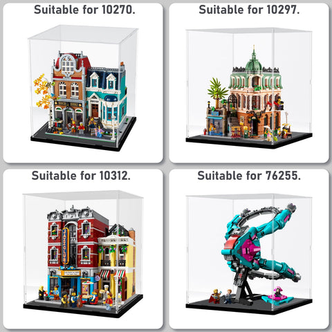 Nynelly Acrylic Display Case for Lego Modular Buildings for Models Figures - Assemble Dustproof Thickened Clear Display Box Cabinet
