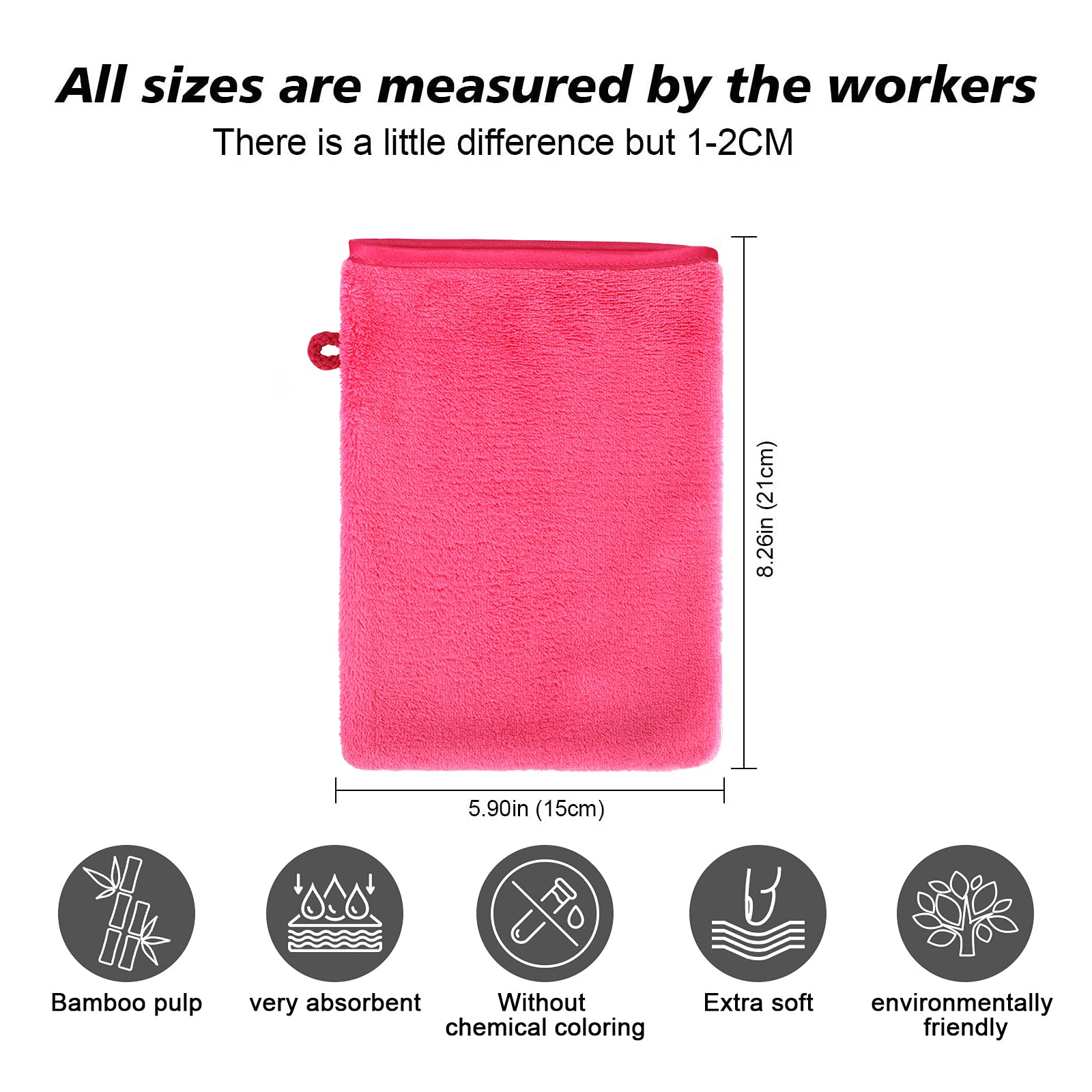 PHOGARY 10 Pack Microfiber Body Wash Mitts, Flannel Soft Face Mitten, Bath Spa Cloth, Reusable Makeup Remover Mitt Gloves