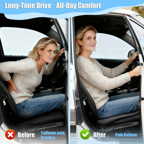 SHINWHEN Wedge Cushion Car Seat Cushion Office Chair Ergonomic Seat Cushion Orthopaedic Relief Coccyx Car Seat Cushion Reduces Pain Increases Seat