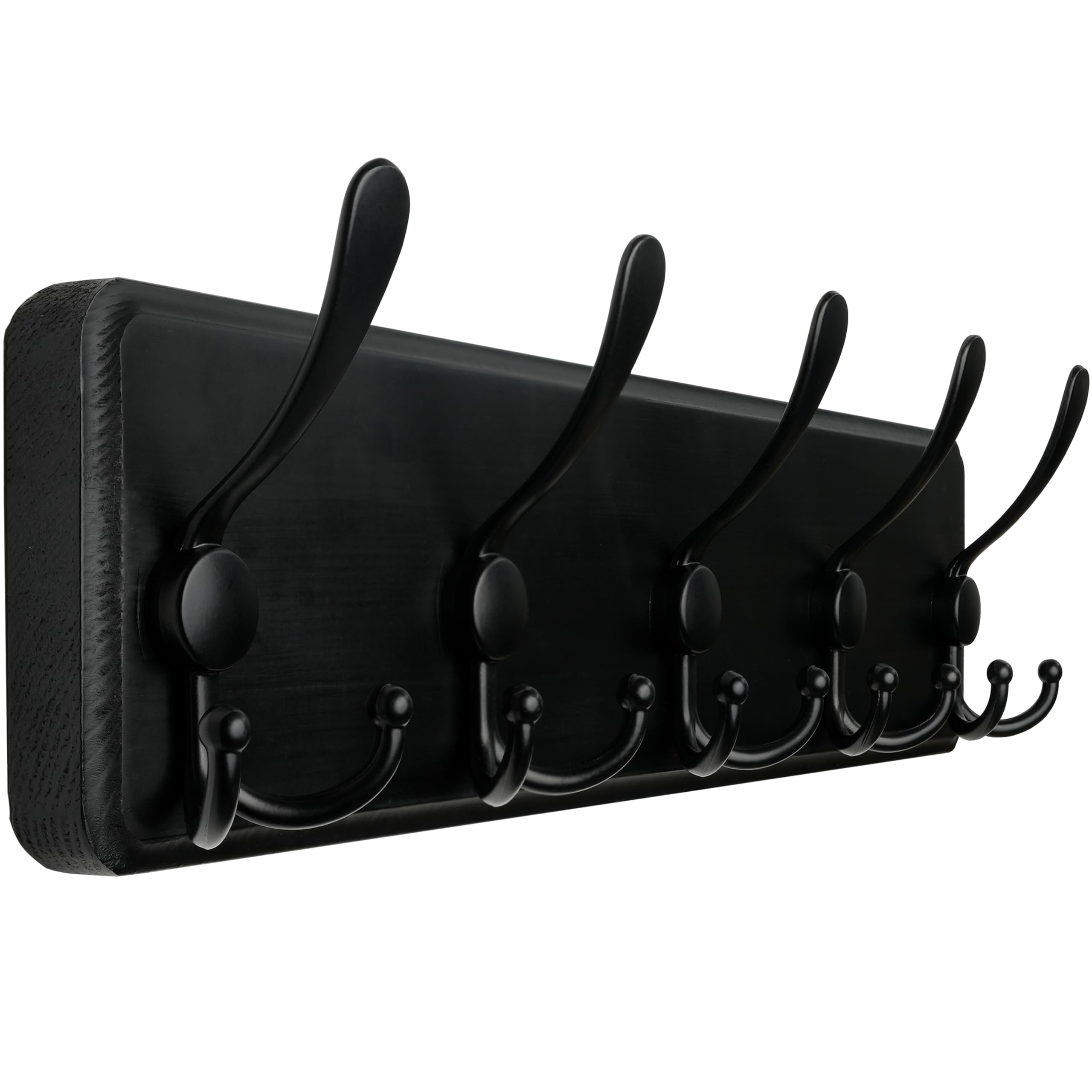 WEBI Coat Rack Wall Mounted,Wood Coat Hooks Wall Mounted Rustic,16" Hole to Hole,Large Coat Hanger Wall,Hook Rack,5 Triple Hooks for Hanging