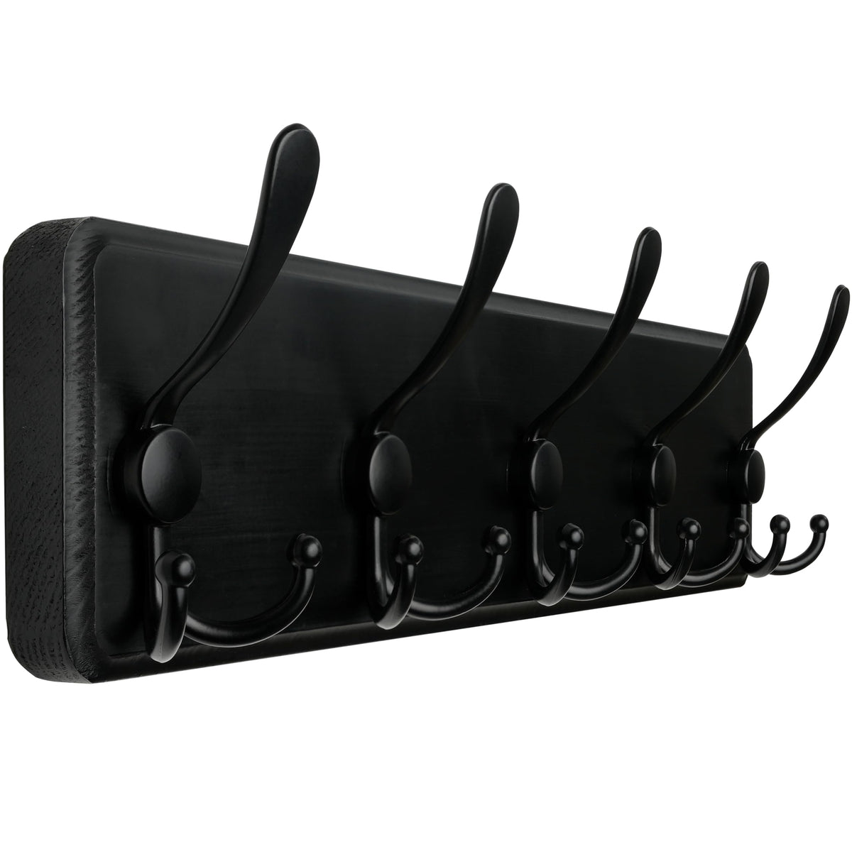 WEBI Coat Rack Wall Mounted,Wood Coat Hooks Wall Mounted Rustic,16" Hole to Hole,Large Coat Hanger Wall,Hook Rack,5 Triple Hooks for Hanging