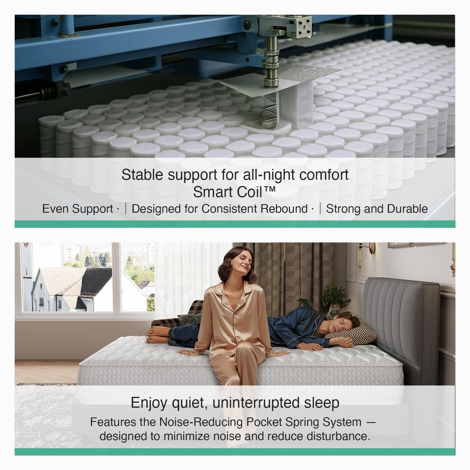 Novilla 3FT Single Mattress, Hybrid Pocket Sprung Mattress for Ergonomic Support & Back Pain Relief, 20cm Deep Medium Firm