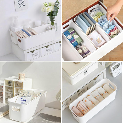 10 pack Narrow Bathroom Storage Baskets, Rectangle Plastic Storage Box