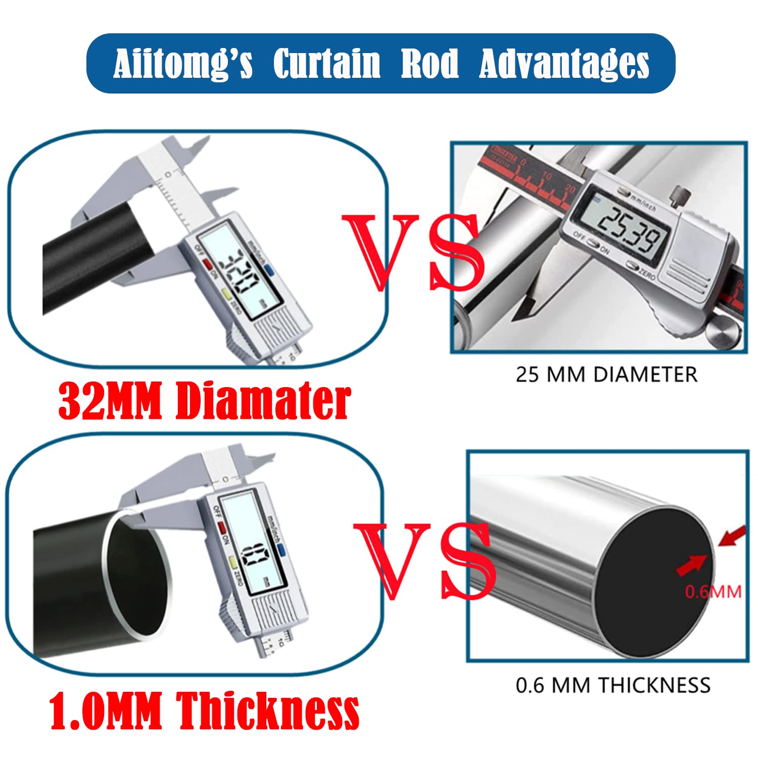 2PCS Curtain Pole No Drill Extendable Shower Curtain Rail Extra Long Shower Rail Anti-Slip Curtain Rod for Living Room,Bedroom