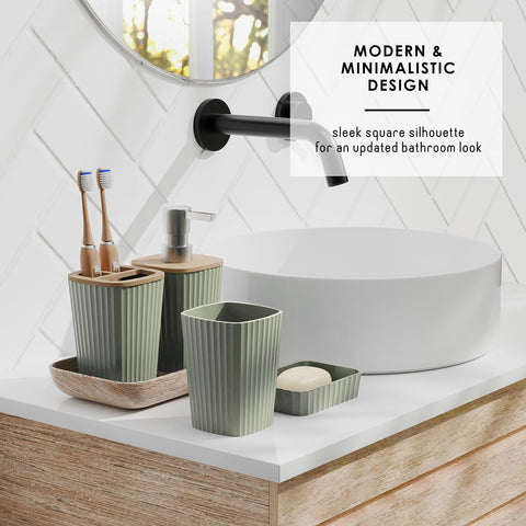 Clara Clark Bathroom Set - Sage Green Bathroom Accessories Set, 6PC Bathroom Accessory Set, Bathroom Sets with Toilet Brush