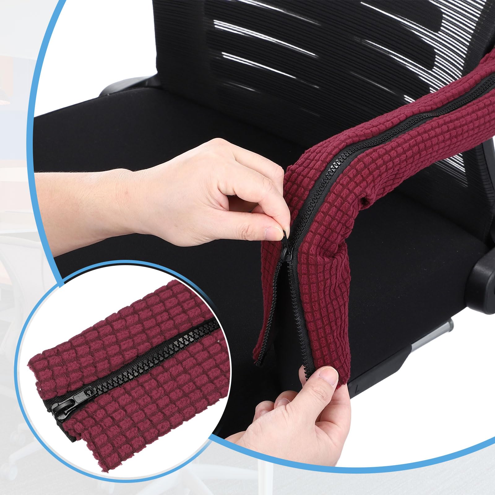 PATIKIL 55 x 9cm Office Chair Armrest Covers, 1 Pair Office Chair Arm Covers Computer Chairs Arm Rest Cover with Zipper Removable Rest Slipcover Hand