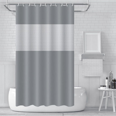 PEVA Shower Curtain 180x180cm,Heavy Duty Plastic Grey Spliced Weighted Shower Curtains Mould Proof Resistant Waterproof Bath Curtain with 3 Magnets