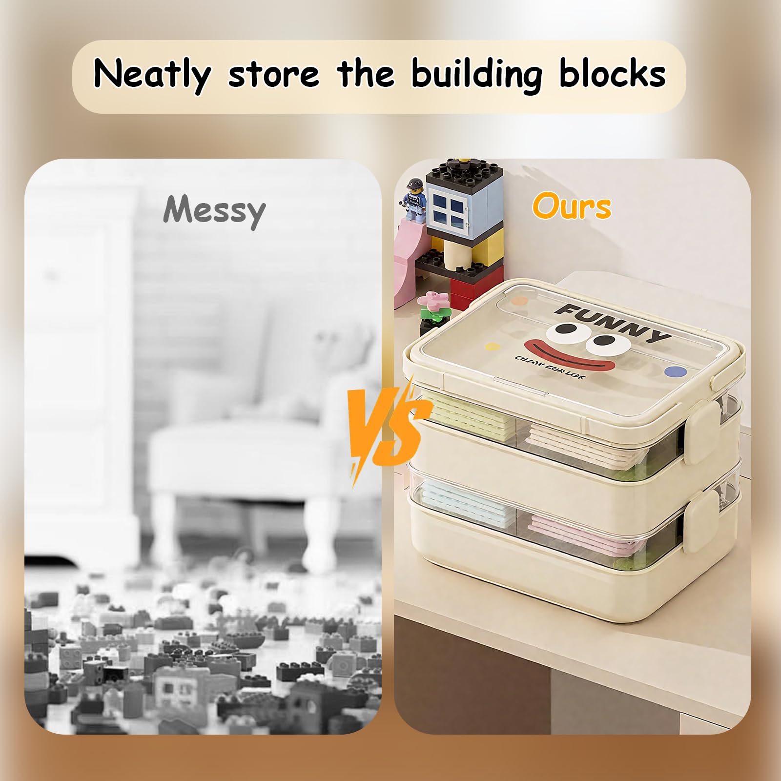 Storage Organiser for Legos 5 Tier Stackable Toy Storage Container Multi Compartment Box Bin for Building Blocks Arts Crafts Supplies Bricks Puzzle