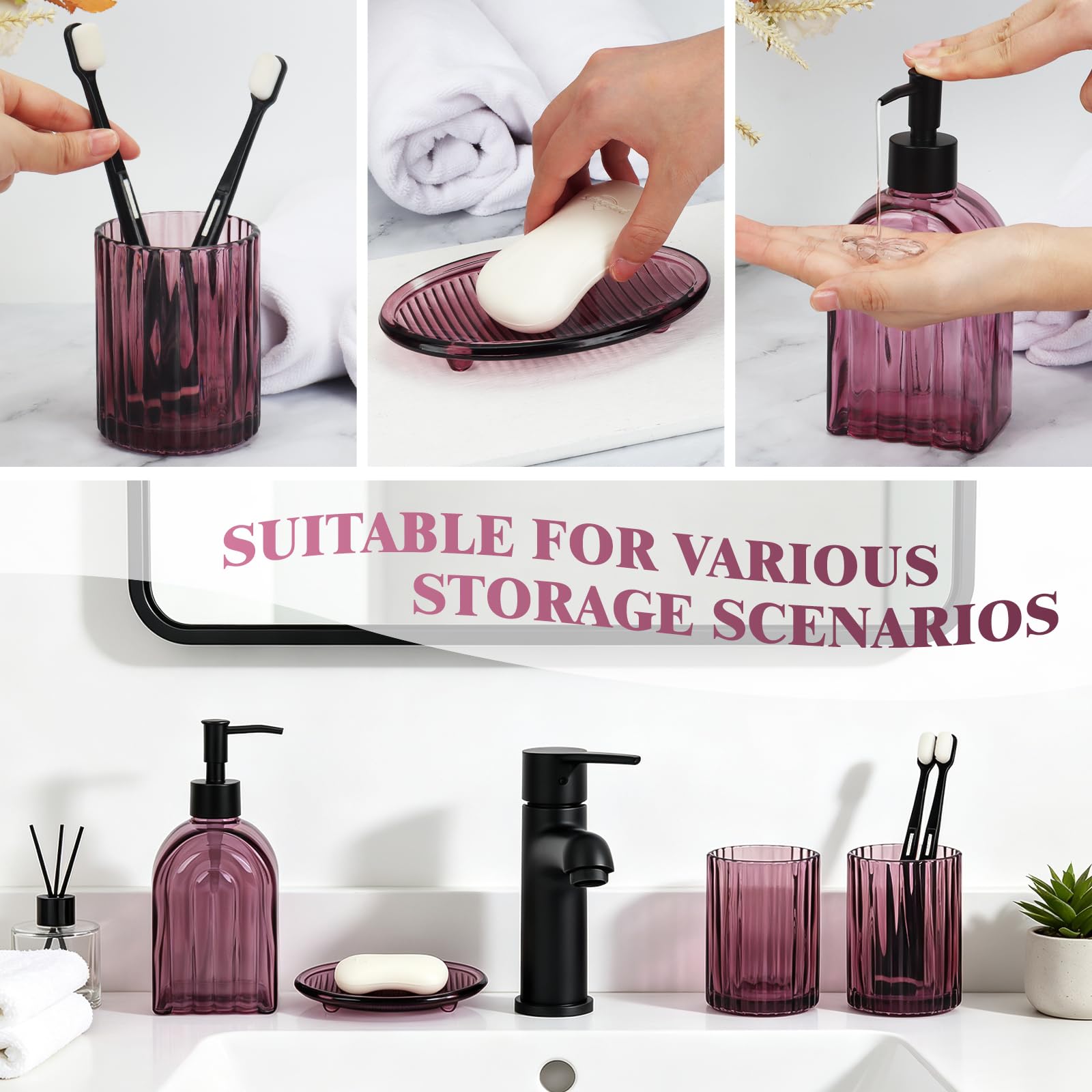 4Pcs Glass Bathroom Accessories Set