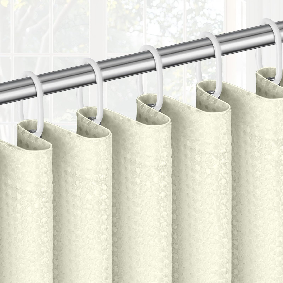 APXEL Beige Waffle Shower Curtain, Mould Proof Waterproof Shower Curtains