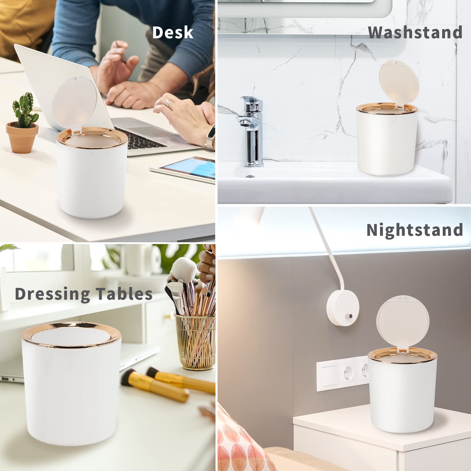 JEEZAO Mini Desktop Bin, Desk Trash Can with Lid