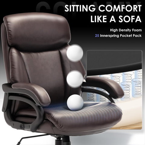 COLAMY Big and Tall Office Chair 400lbs, PU Leather Executive Office Chair for Heavy People
