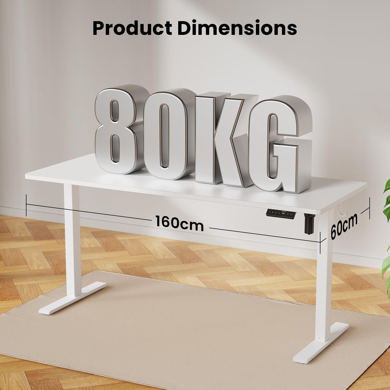 WALKINGDESK Electric Standing Desk, 160 x 60 cm, White