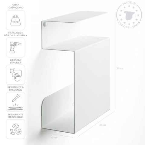 etterr | Bedside Cabinet | 100% Steel | Made in Europe | White Bed Side Table | Floating, Narrow