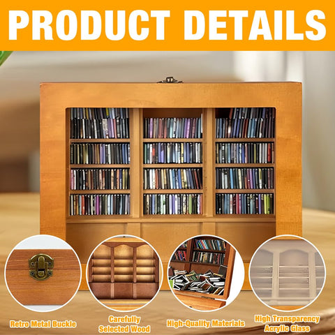 HIULLEN Anxiety Bookshelf Shake Away Your Anxiety, Anxiety Mini Bookshelf, Miniature Book Display Shelf With 300Pcs Mini Books