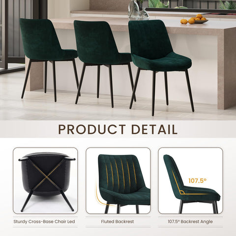 COLAMY Velvet Dining Chairs Set of 2, Velvet Chairs for Dining Room with Metal Legs and Thick Seat Cushion