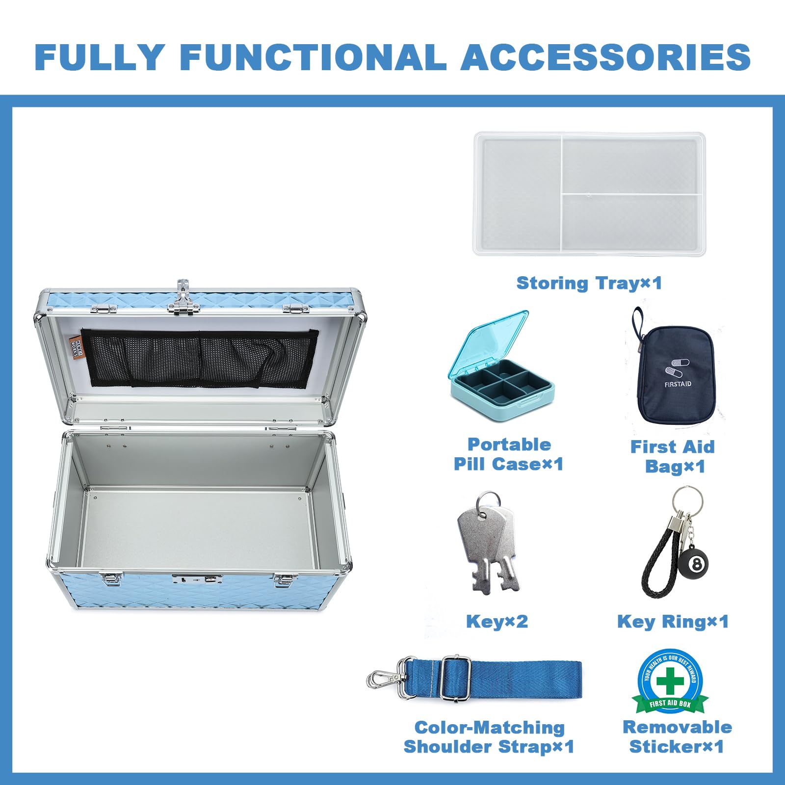 HEWEI WORKS Storage Box with Key Lock, Lockable Medicine Storage Box, Empty First Aid Box, Security Lock Box
