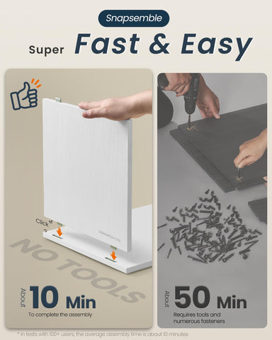 SONGMICS HOME Slim Bedside Table, Snapsemble Superfast Assembly