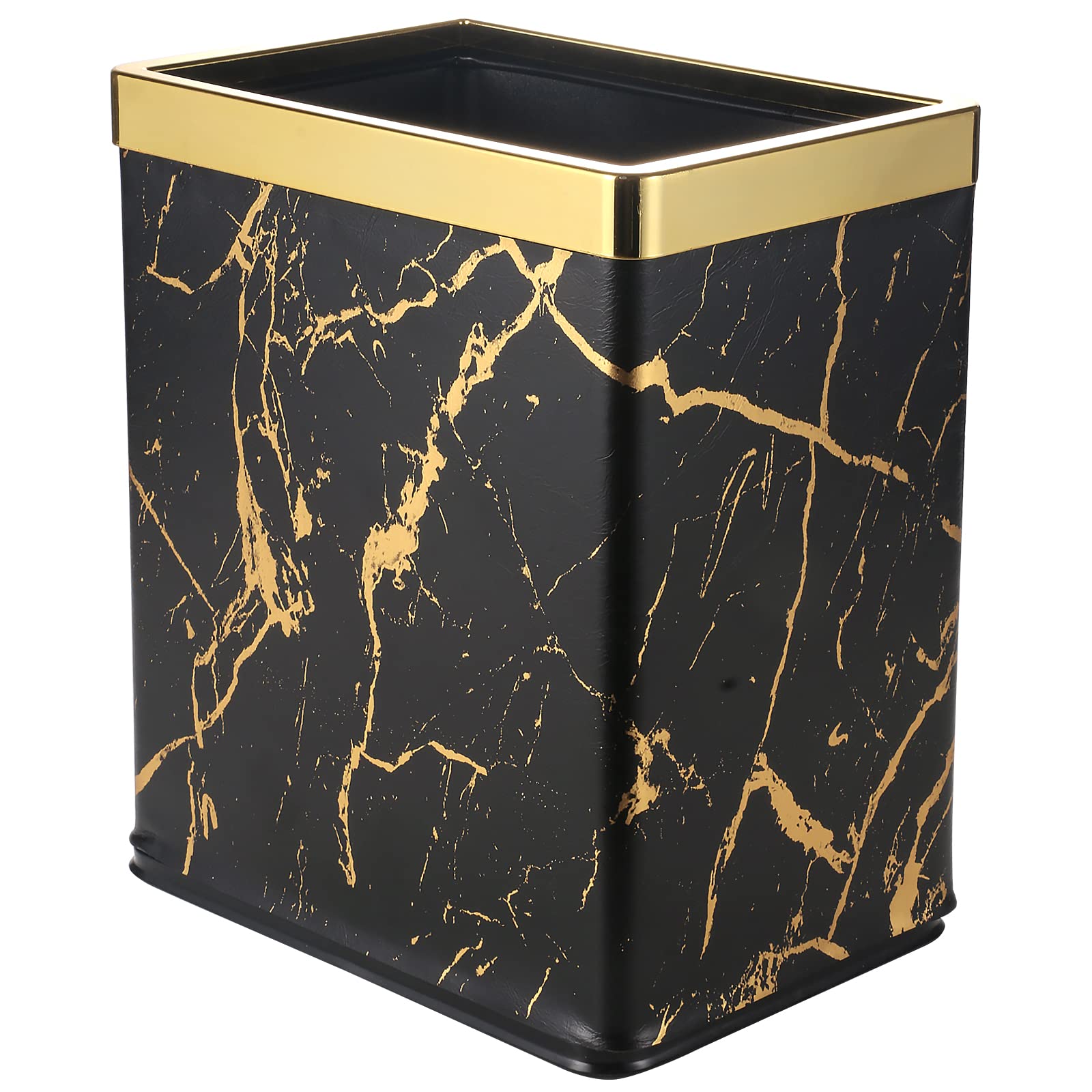 Small Bedroom Waste Bin,Trash Bin for Bathroom Office Hotel,Black Gold