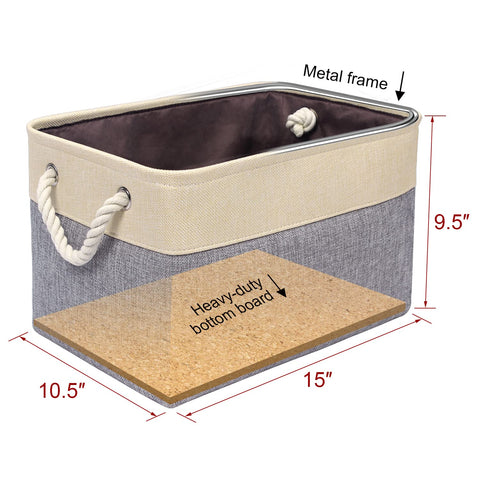 Univivi Large Storage Baskets 15in Fabric Storage Boxes Grey, Set of 4