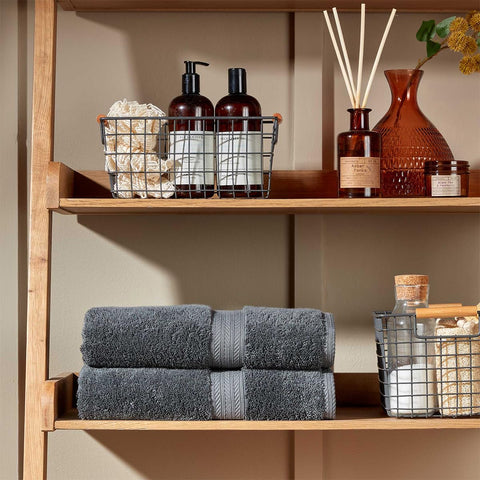 Christy Renaissance 2 Bath Towels Set | Ash Grey | 100% Egyptian Cotton Pile | Luxuriously Soft and Super Absorbent | 675 GSM