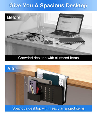 Torchesy Laptop Stand Vertical Under Desk Storage Under Desk Laptop Mount Desk Side Storage for All Laptops and Tablets Black