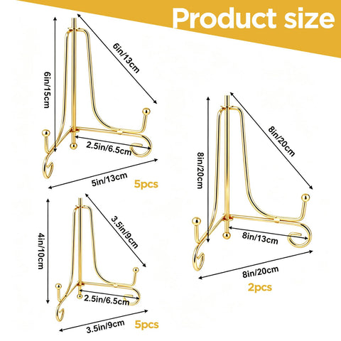12 Pack Plate Stand for Display Plate Holder 4&6&8 Inch Gold Display Stand
