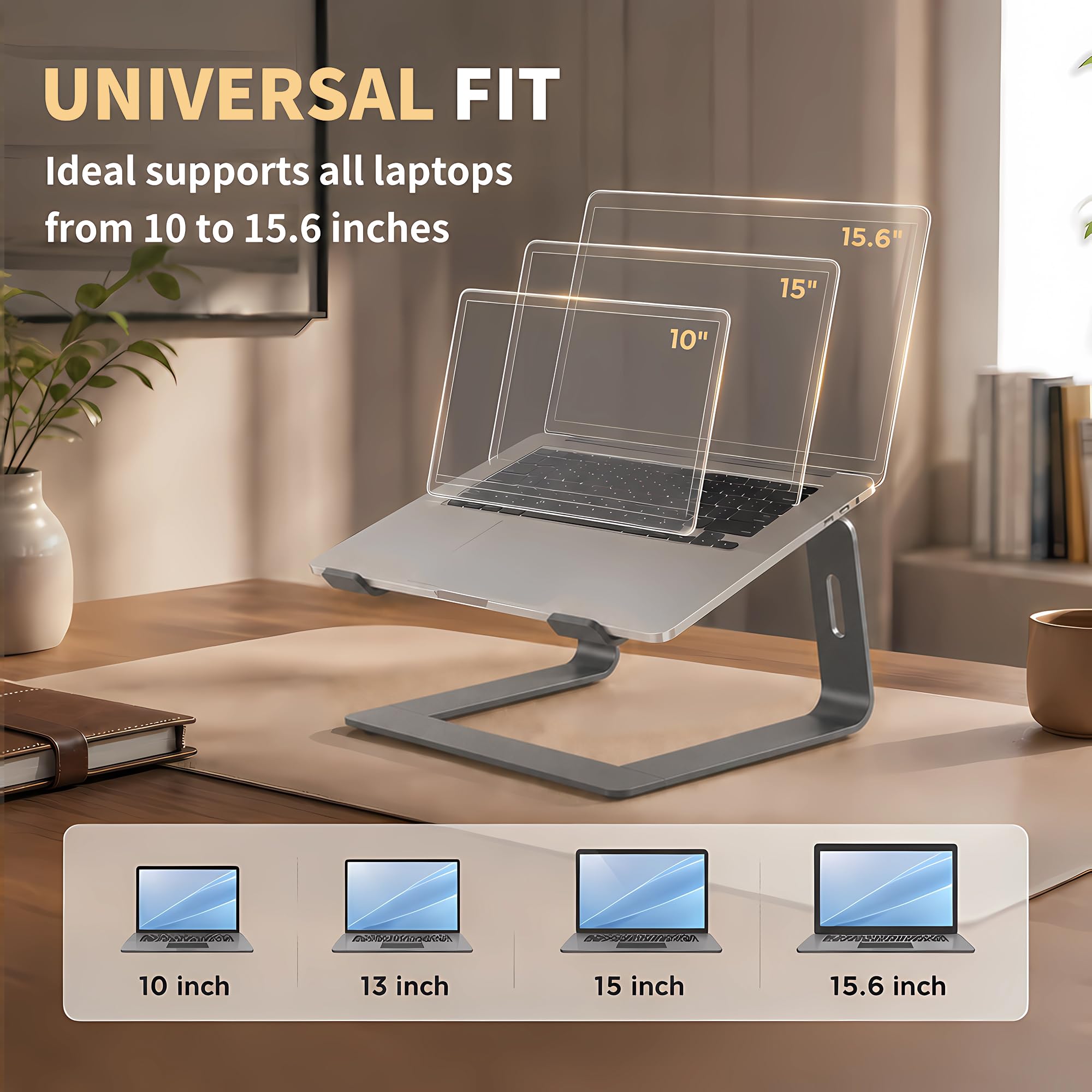 Orionstar Laptop Stand for Desk, Aluminum Laptop Riser, Portable Computer Stand for Apple Mac MacBook Air Pro 10-15.6 Inch Notebook Computer