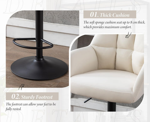 Ya-Home Bar Stools Set of 2 Breakfast Kitchen Stools with Backrest, Beige