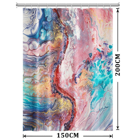 Xiaoterna Marble Shower Curtain Modern Luxury Colorful Gradient Marble Waterproof Bathroom Curtain Abstract Art Gilding Wave Textured Washable Mildew
