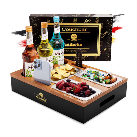 Mihoho Couch Bar, Sofa Organiser On Side Tables, Coffee Table, Wooden Coffee Bar As Beer Gifts For Men
