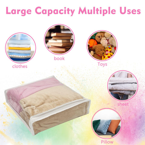 20 Pcs Clear Vinyl Zippered Sweater Storage Bags with Zipper Plastic Organizer,26 x 26 x 6 cm Storage for Clothing Blankets Sheet Linen Bed Cube