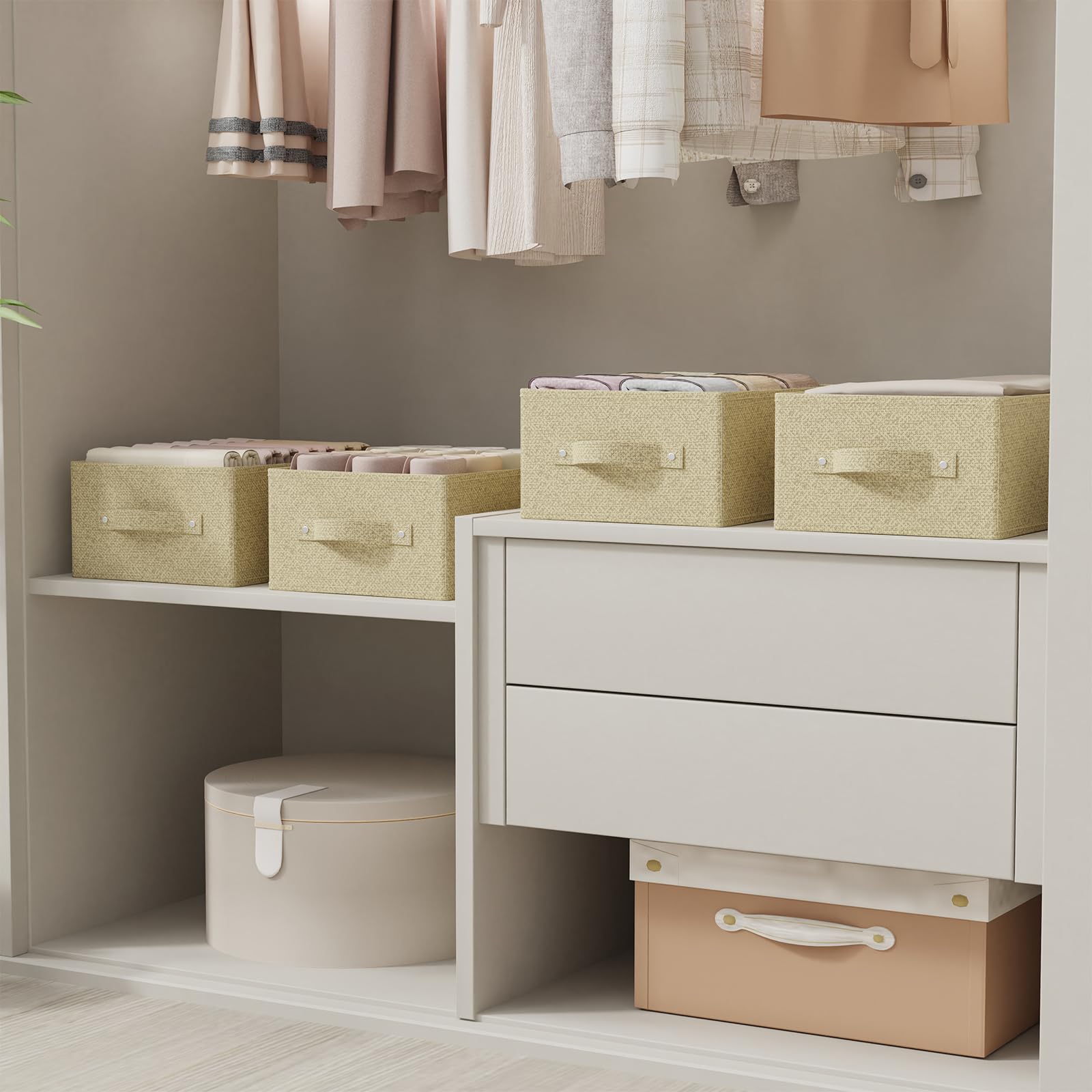 ENUMAIL Washable Open Storage Bins,Grey and Beige,33x23x14cm,3 Pack