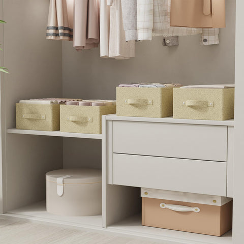 ENUMAIL Washable Open Storage Bins,Grey and Beige,33x23x14cm,3 Pack
