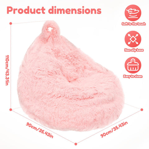 Fluffy Bean Bag Cover No Filler Kids Bean Bag Chair Stuffed Animal Storage