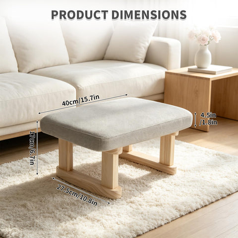 Margolongte Foot Stool, Pouffe Footstool with Removable Cover, Linen Fabric Small Footstool with Cushion