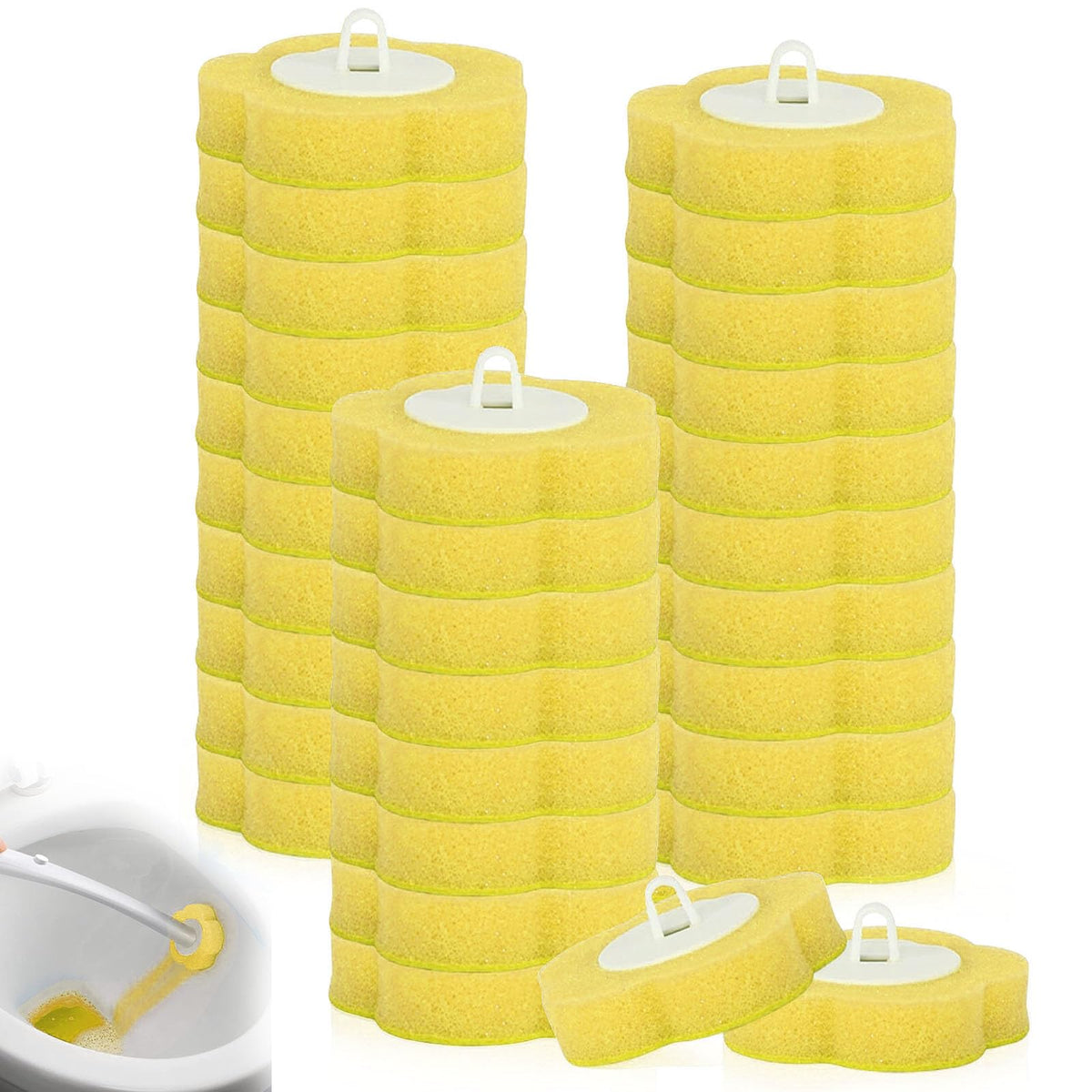 Disposable Toilet Brush Refills,30 Pcs Toilet Wand Replacement Heads-Yellow