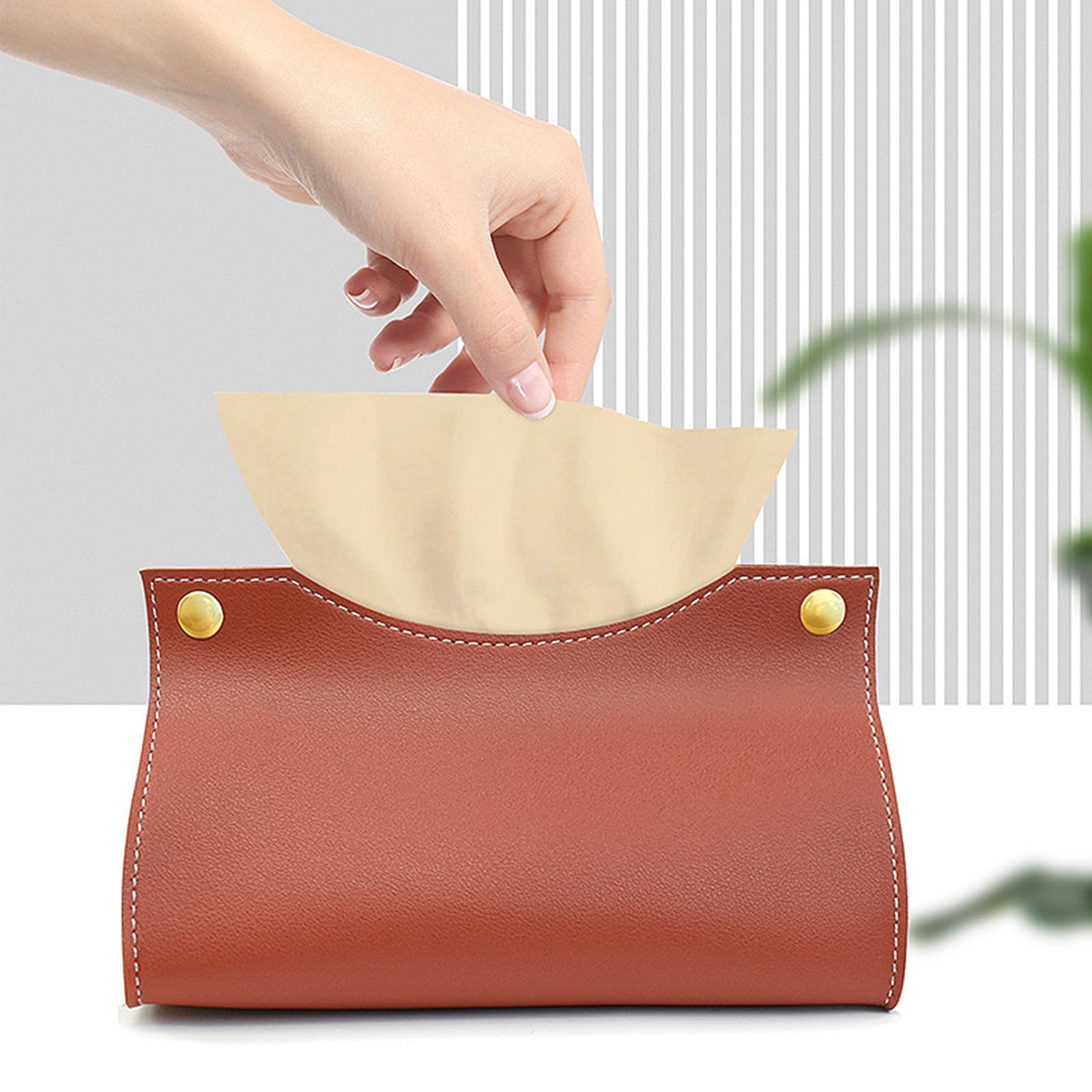 CHENGZI Tissue Box Holder, PU Leather Tissue Box Cover Holder Organizer for Home and Car